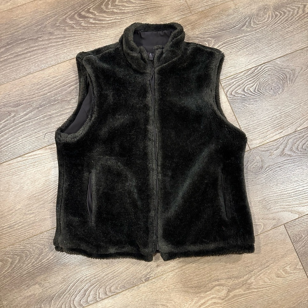 Chocolate Brown Fuzzy Vest - double sided!!